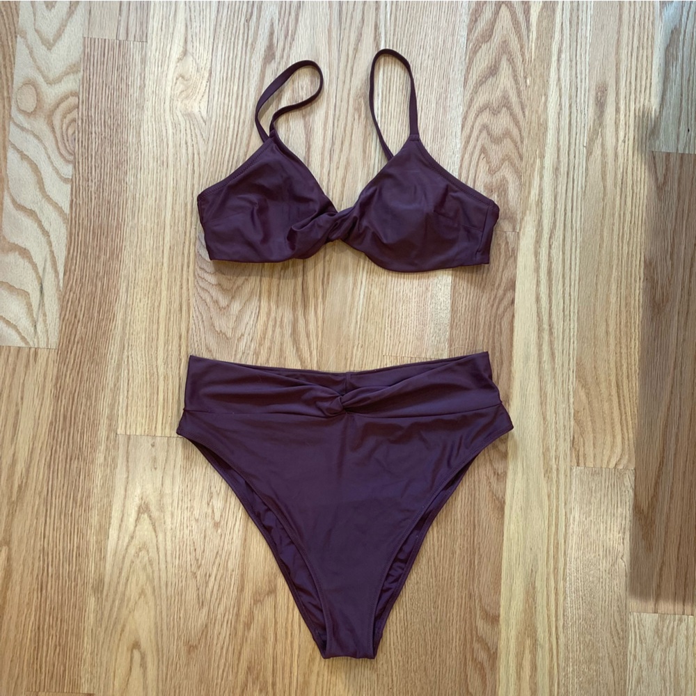 Aerie Twist High Rise Bikini Top L Bottom XL